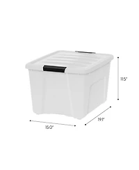 Iris 4 Pack 40qt Plastic Storage Bin with Lid and Secure Latching Buckles, Pearl