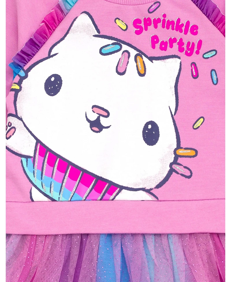 Gabby's Dollhouse Little Girls Dreamworks Pandy Paws Cakey Cat French Terry Dress