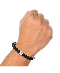 Lucky Brand Black Onyx & 4Pc Clover Beaded Elastic Bracelet