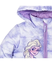 Disney Frozen Princess Anna Elsa Zip Up Winter Coat Puffer Jacket