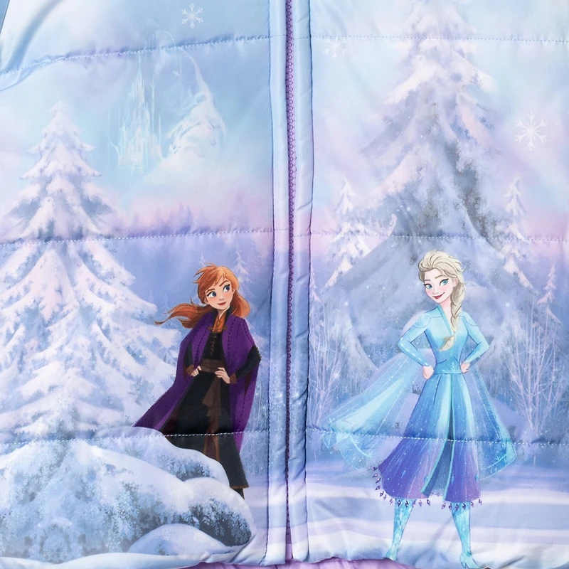 Frozen Little Girls Princess Anna Elsa Zip Up Winter Coat Puffer Jacket
