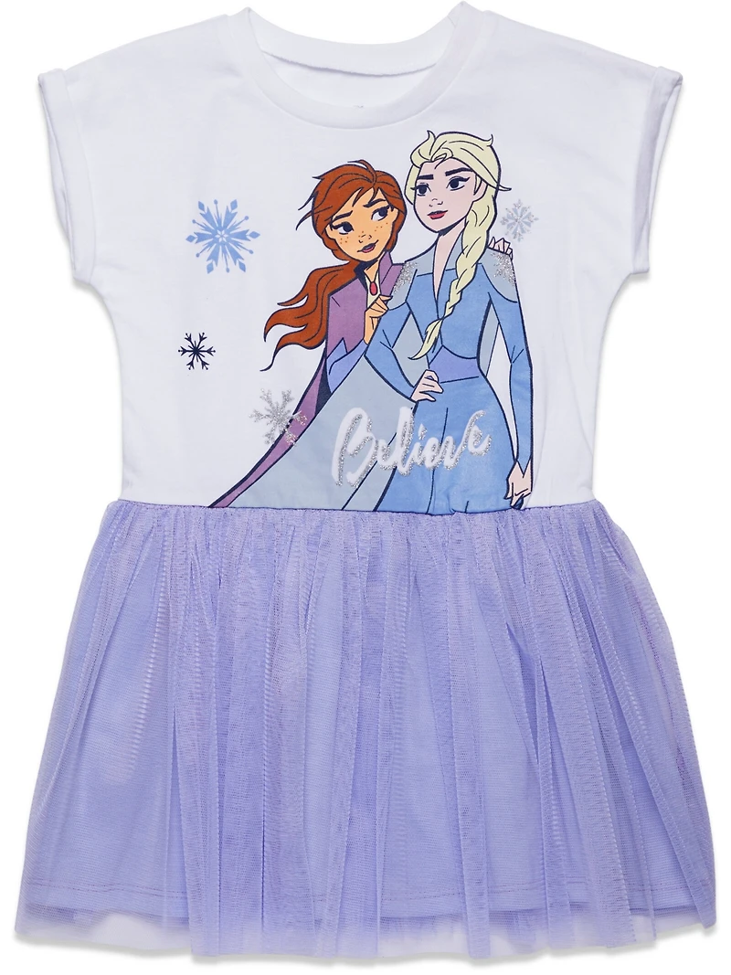 Frozen Toddler Girls Disney Princess Lion King Mermaid Moana Tulle Dress to (2T - 10-12