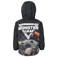 Monster Jam Toddler Boys Zip Up Winter Coat Puffer Jacket