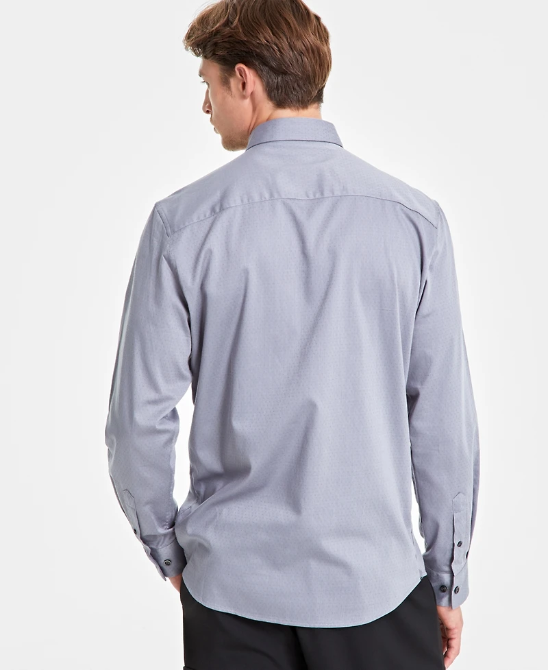Alfani Men's Modern Classic-Fit Stretch Dot Dobby Button-Down Shirt, Created for Macy's