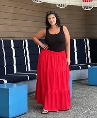 White Mark Plus Pleated Tiered Maxi Skirt