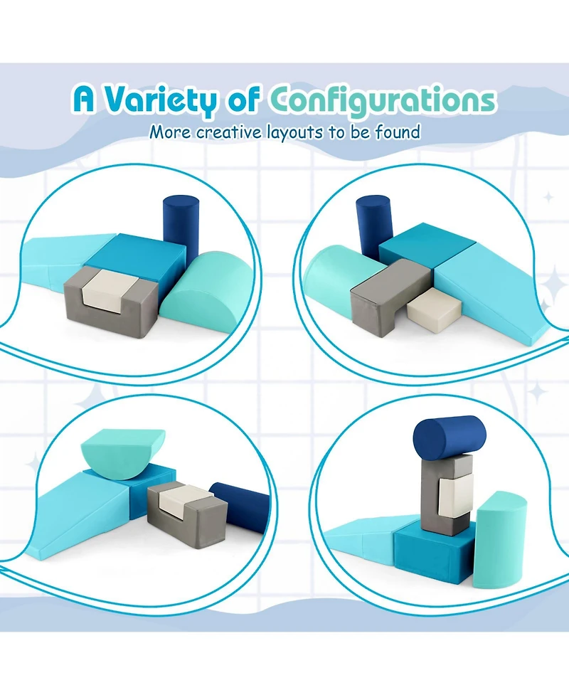 Slickblue Kids 6 Pieces Foam Climbing Blocks Indoor Climb and Crawl Activity Playset with Rectangles