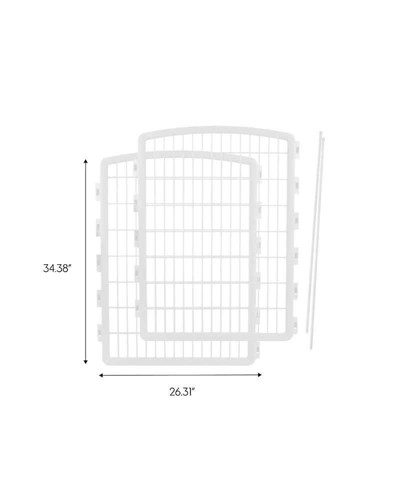 Iris Usa 34'' Pet Playpen 2 Panel Add-On with Connecting Rods, Dog Playpen, Puppy Small Medium Dogs, Heavy-Duty Molded Plastic, Rust-Free, White