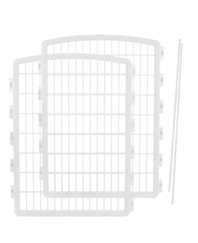 Iris Usa 34'' Pet Playpen 2 Panel Add-On with Connecting Rods, Dog Playpen, Puppy Small Medium Dogs, Heavy-Duty Molded Plastic, Rust-Free, White