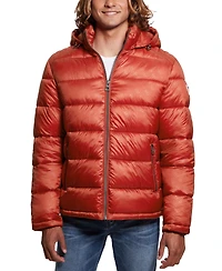 Guess Men's Adam Puffer Jacket with Removable Hood