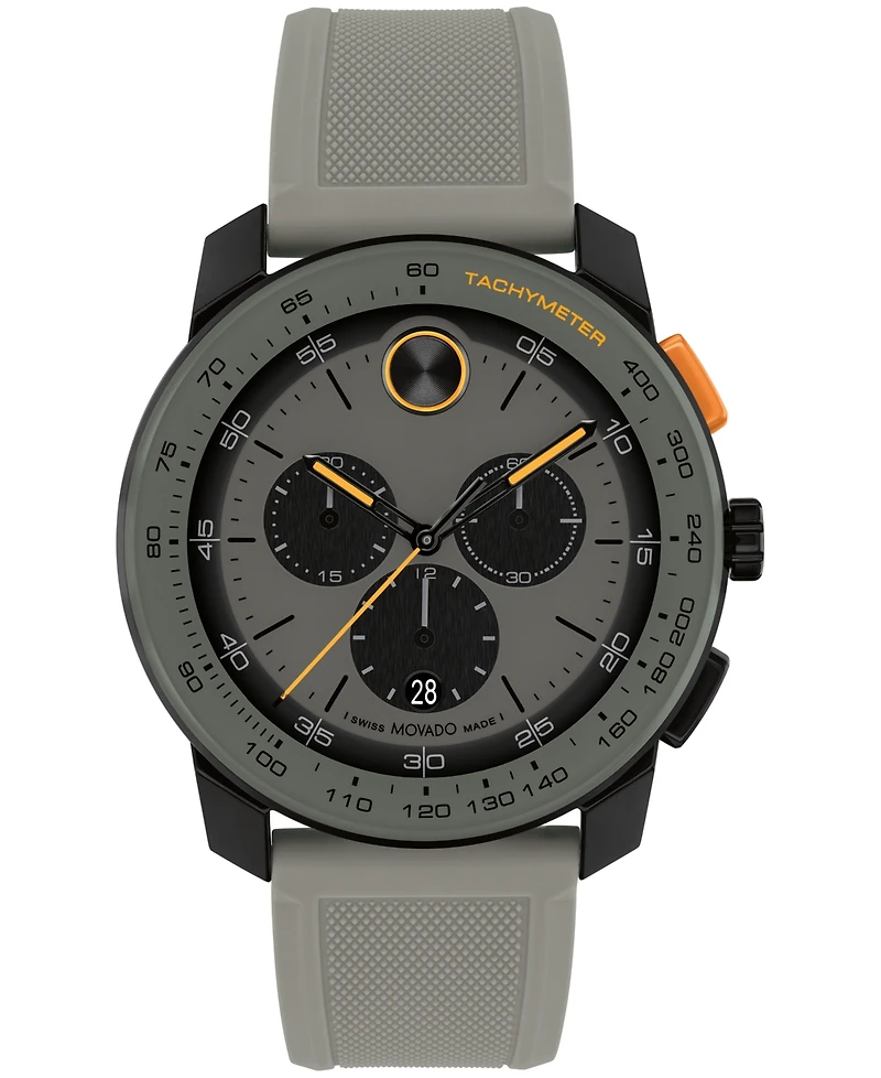 Movado Men's Bold Tr90 Swiss Quartz Chrono Gray Silicone Watch 43.50mm