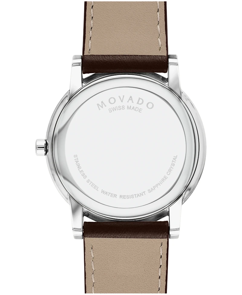 Movado Men's Museum Classic Swiss Quartz Brown Leather Watch 40mm