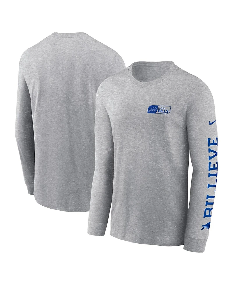 Nike Men's Heather Gray Buffalo Bills All Out Long Sleeve T-Shirt