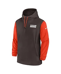 Nike Men's Brown/Orange Cleveland Browns 2024/25 Sideline Pre-Game Player 1/2-Zip Hoodie Jacket