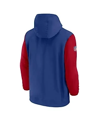 Nike Men's Royal/Red New York Giants 2024/25 Sideline Pre-Game Player 1/2-Zip Hoodie Jacket