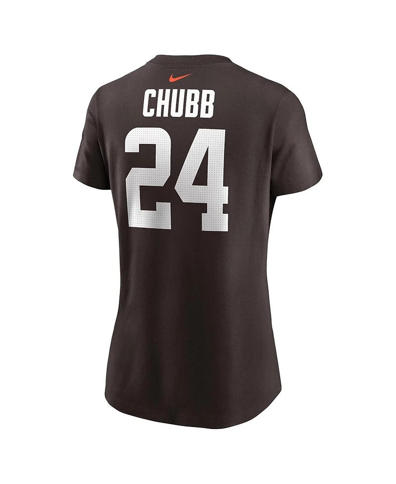 Nike Women's Nick Chubb Brown Cleveland Browns Player Name Number T-Shirt
