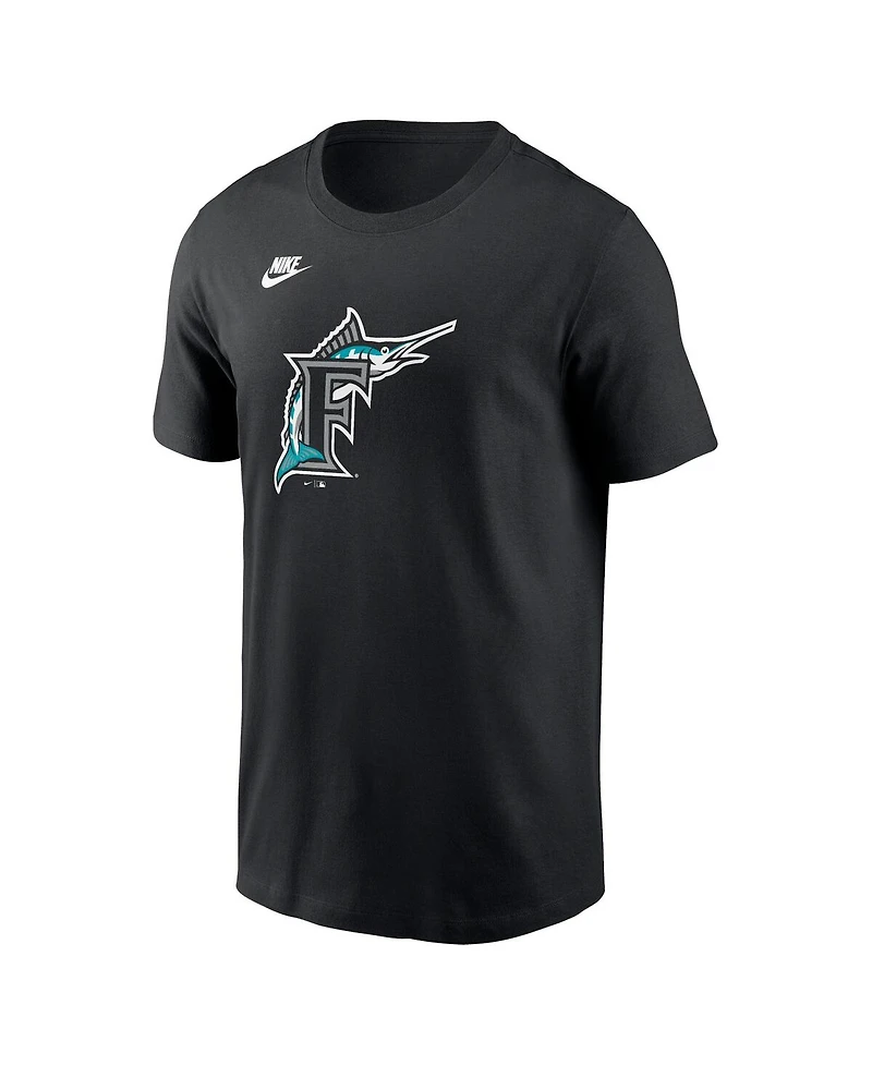 Nike Men's Black Florida Marlins Cooperstown Collection Team Logo T-Shirt