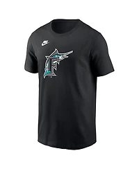 Nike Men's Black Florida Marlins Cooperstown Collection Team Logo T-Shirt
