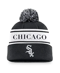 Nike Men's Black Chicago White Sox Team Stripe Peak Cuffed Knit Hat with Pom