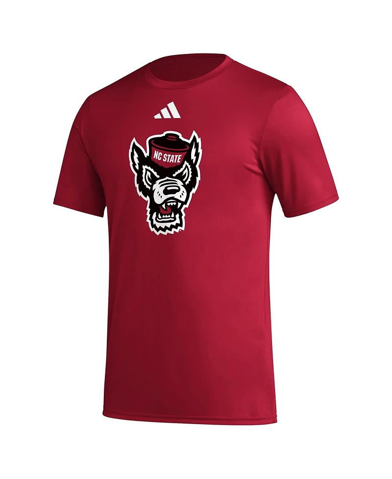 Adidas Men's Red Nc State Wolfpack Primary Locker Logo Pre-Game Aeroready T-Shirt