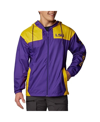 Columbia Men's Purple Lsu Tigers Flash Challenger Omni-Shade Full-Zip Windbreaker Hoodie Jacket