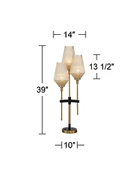 Axiom Modern Console Table Lamp 39" Tall Brass Gold Black Metal Champagne Ribbed Glass Shade for Bedroom Living Room House Home Bedside Nightstand Off