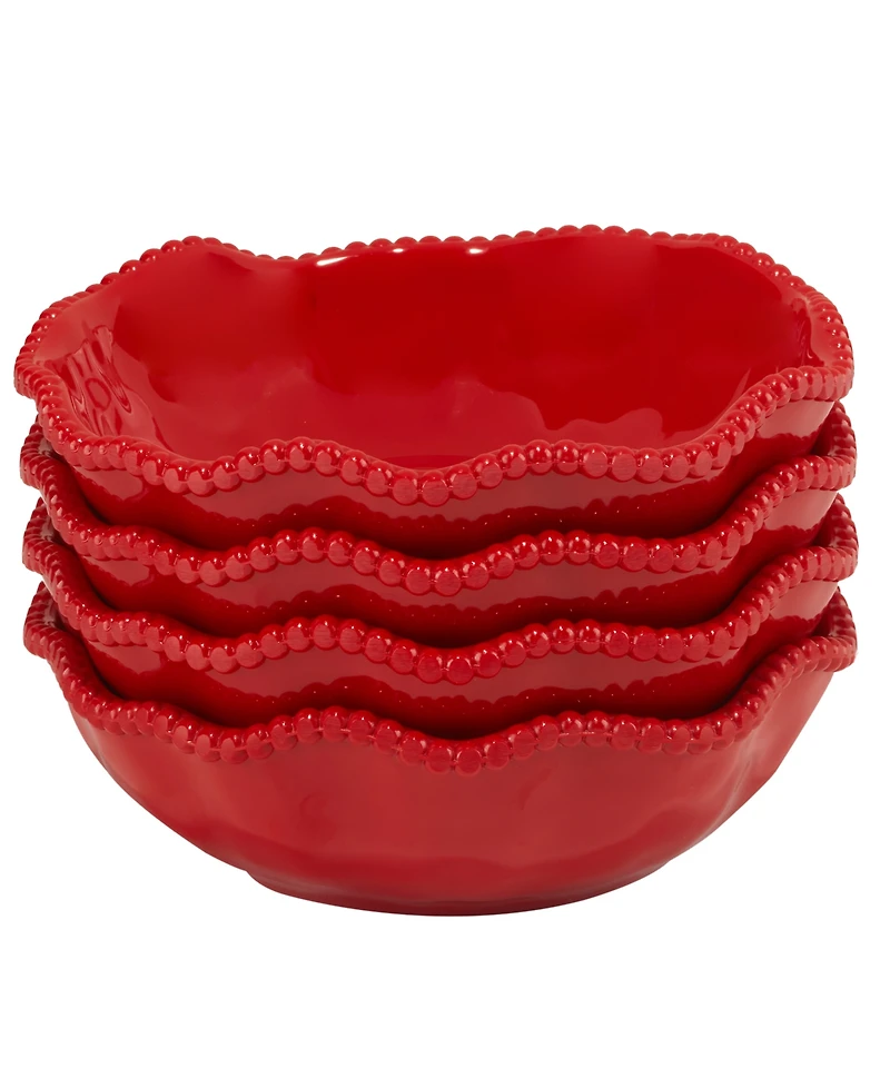 Certified International Perlette Red All Purpose Bowls, Set of 4