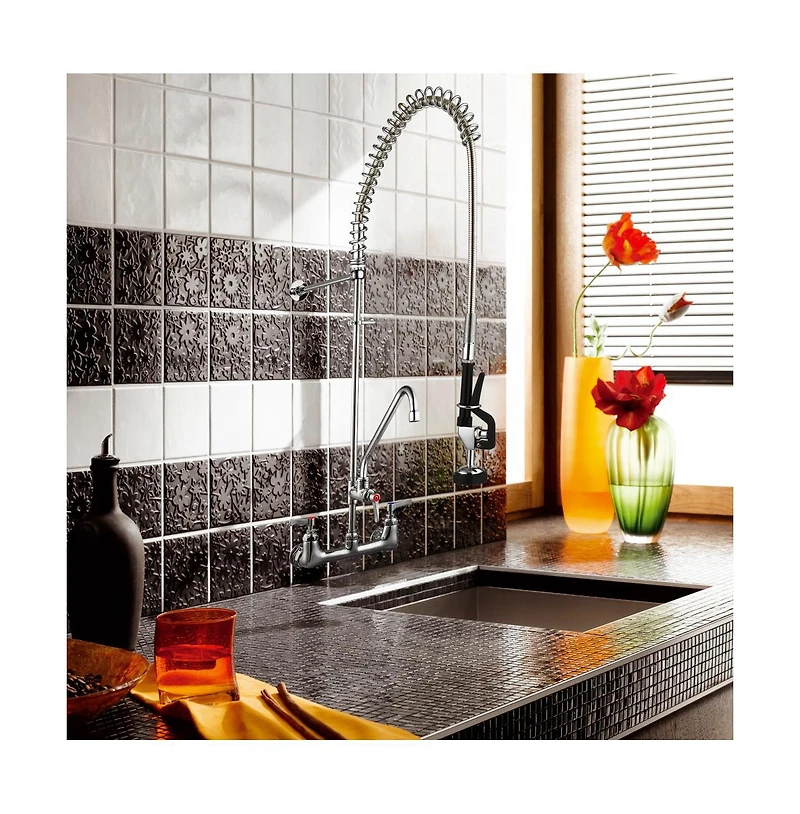 Aquaterior Pre-Rinse Brass Wall-mount Faucet w/ 12" Add-On Faucet Restaurant Cupc Nsf