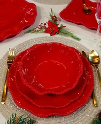 Certified International Perlette Red Dinner Plates, Set of 4