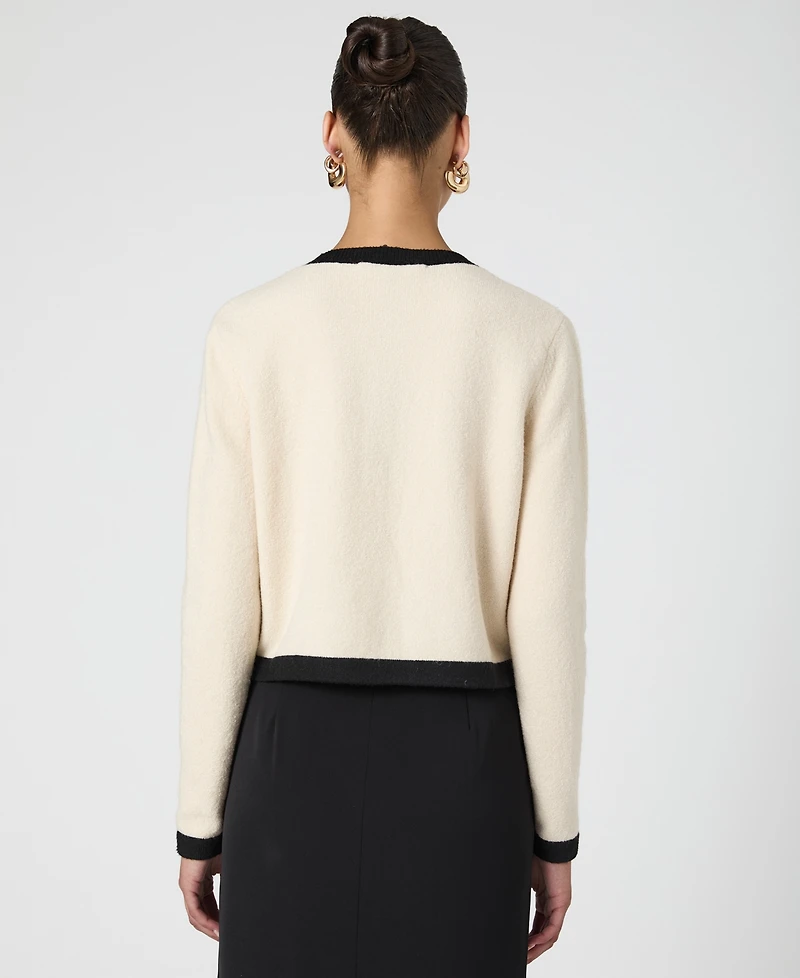 French Connection Women's Vhari Contrast-Trim Button-Up Cardigan Sweater