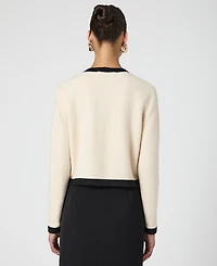 French Connection Women's Vhari Contrast-Trim Button-Up Cardigan Sweater