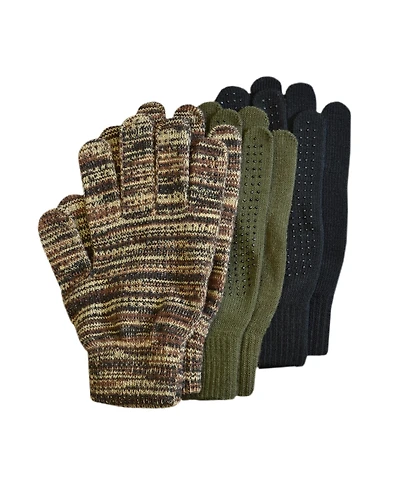 Muk Luks Men's 3-pair Pack Grip Dot Assorted Gloves, Camo/Black/Loden, One Size