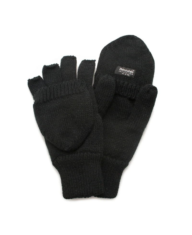 Muk Luks Men's Unisex Knit Flip Gloves , Brown, Large