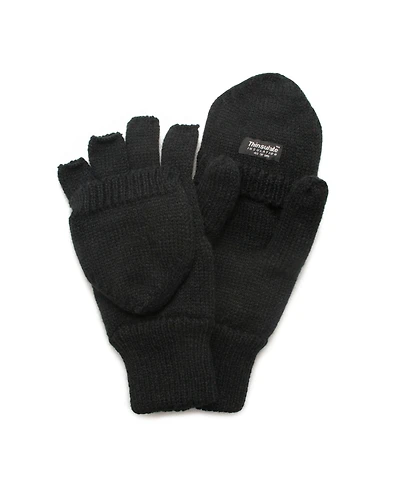 Muk Luks Men's Unisex Knit Flip Gloves , Brown, Large
