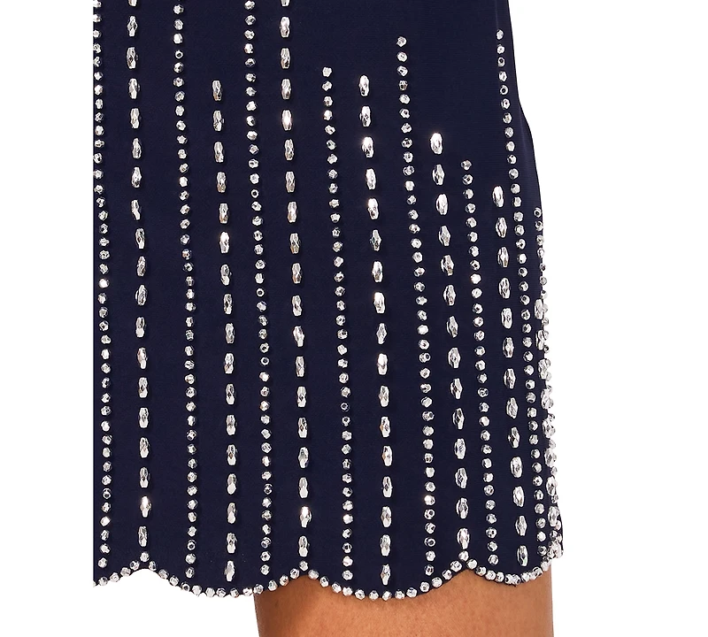 Msk Petite Embellished Cape-Overlay Shift Dress