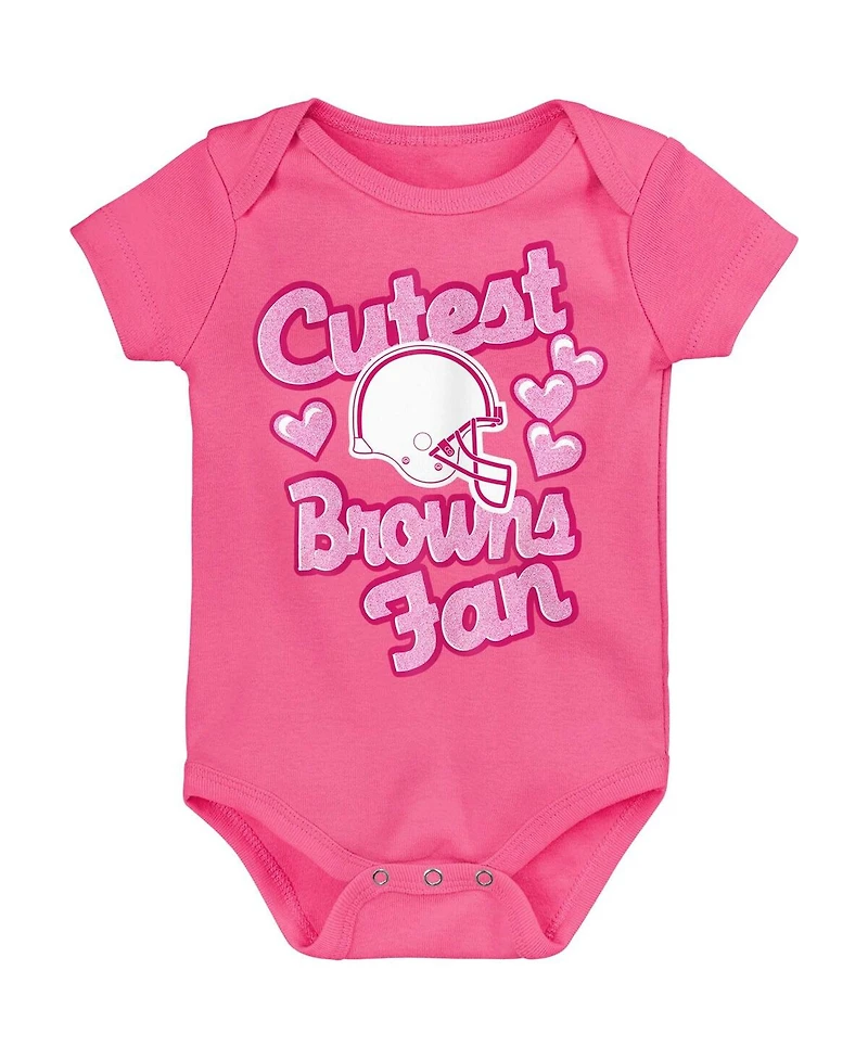 Outerstuff Baby Boys and Girls Pink Cleveland Browns Cutest Fan Hearts Bodysuit