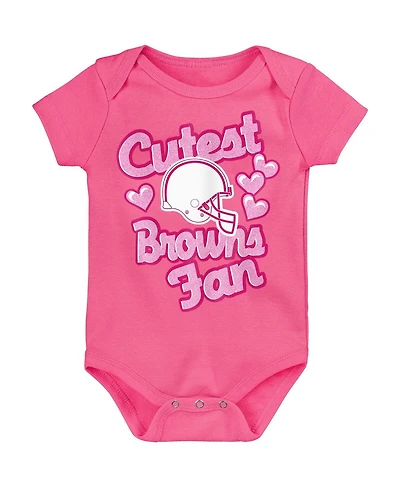Outerstuff Baby Boys and Girls Pink Cleveland Browns Cutest Fan Hearts Bodysuit