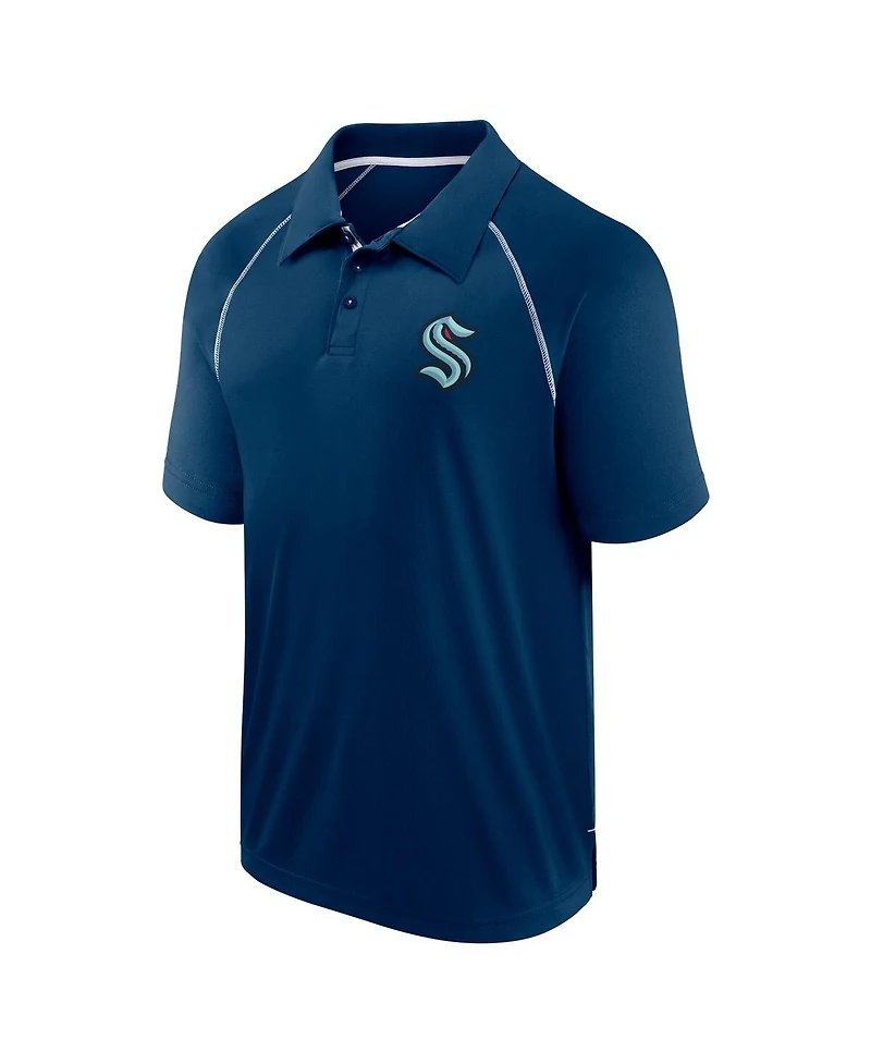 Fanatics Men's Navy Seattle Kraken Raglan Strong Alone Polo