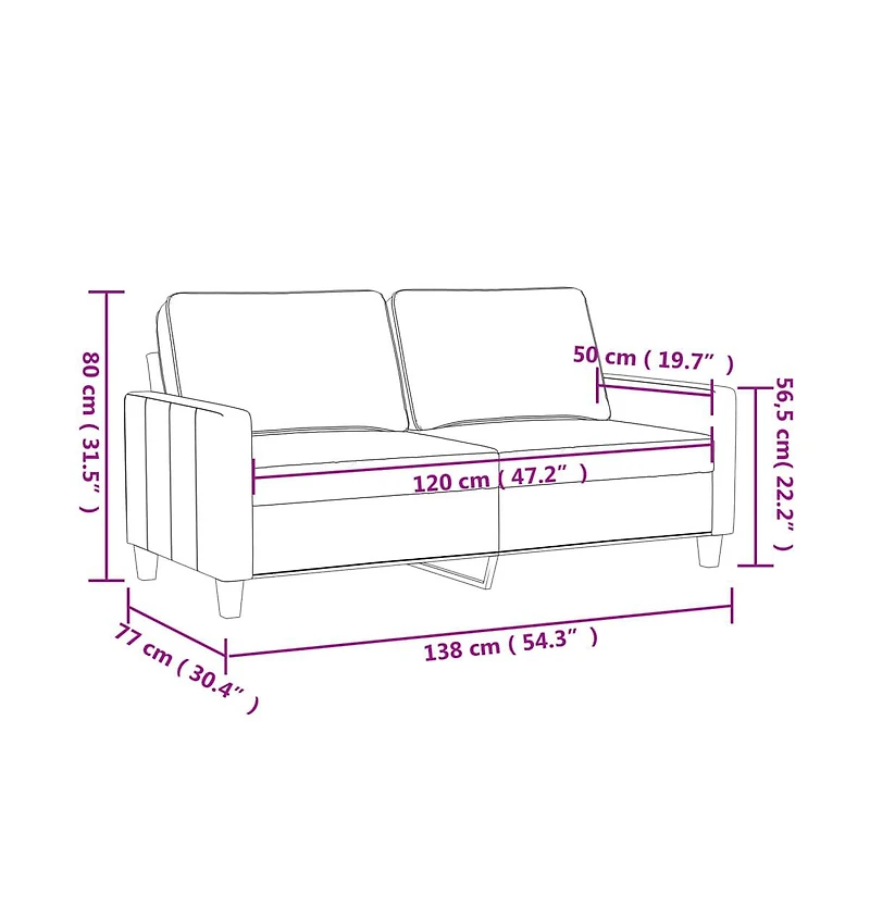 vidaXL 2-Seater Sofa Dark Gray 47.2" Fabric