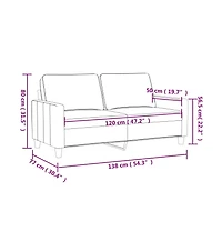 vidaXL 2-Seater Sofa Dark Gray 47.2" Fabric