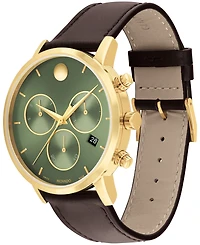 Movado Men's Museum Classic Swiss Quartz Chrono Brown Leather Watch 42mm
