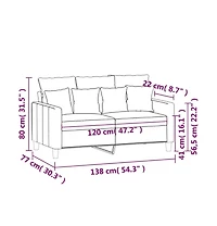 vidaXL 2-Seater Sofa Light Gray 47.2" Velvet