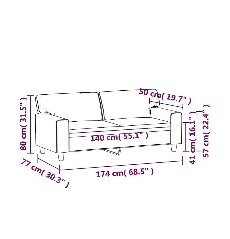 vidaXL 2-Seater Sofa Black 55.1" Faux Leather