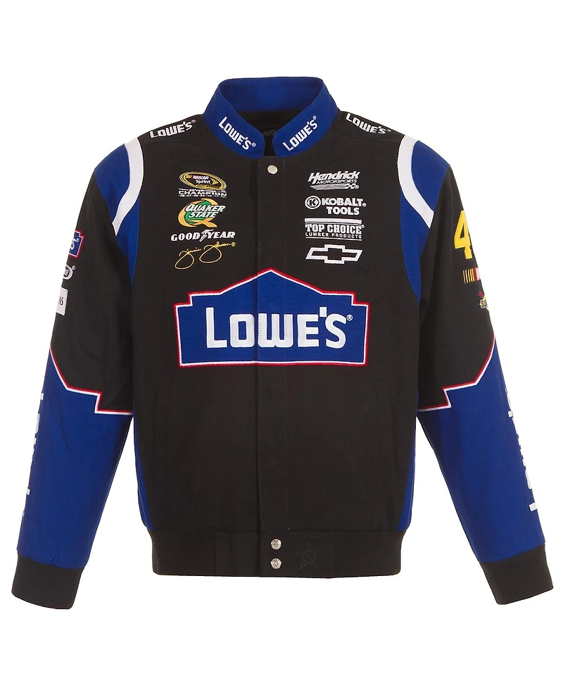 Jh Design Men's Black Jimmie Johnson Lowe's Twill Driver Uniform Full-Snap Jacket