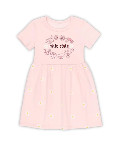 Wes & Willy Girls Toddler Pink Ohio State Buckeyes Daisy Dress