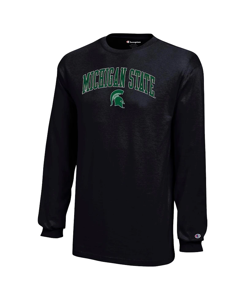 Champion Big Boys and Girls Black Michigan State Spartans Arch Over Logo Long Sleeve T-Shirt