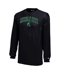 Champion Big Boys and Girls Black Michigan State Spartans Arch Over Logo Long Sleeve T-Shirt