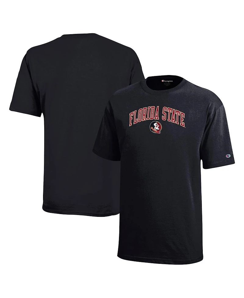 Champion Big Boys and Girls Black Florida State Seminoles Arch Over Logo T-Shirt
