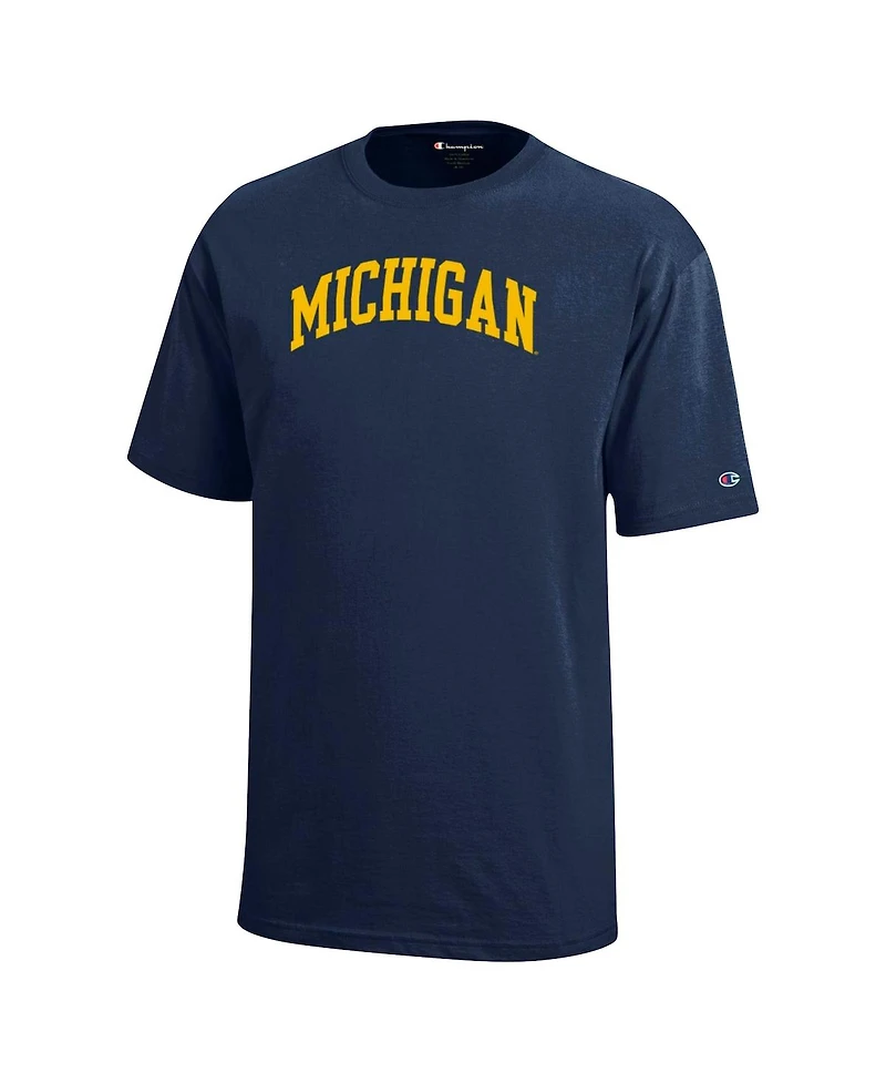 Champion Big Boys and Girls Navy Michigan Wolverines Team Arch T-Shirt