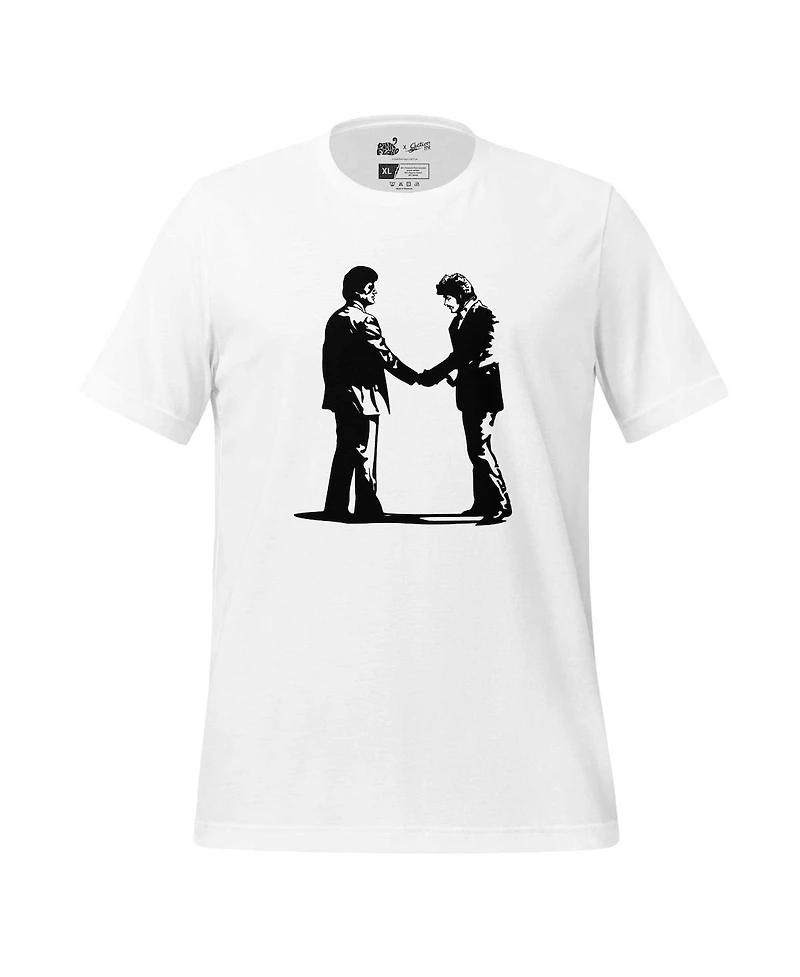 Section 119 Men's and Women's White Pink Floyd Wish You Were Here Handshake Tri-Blend T-Shirt