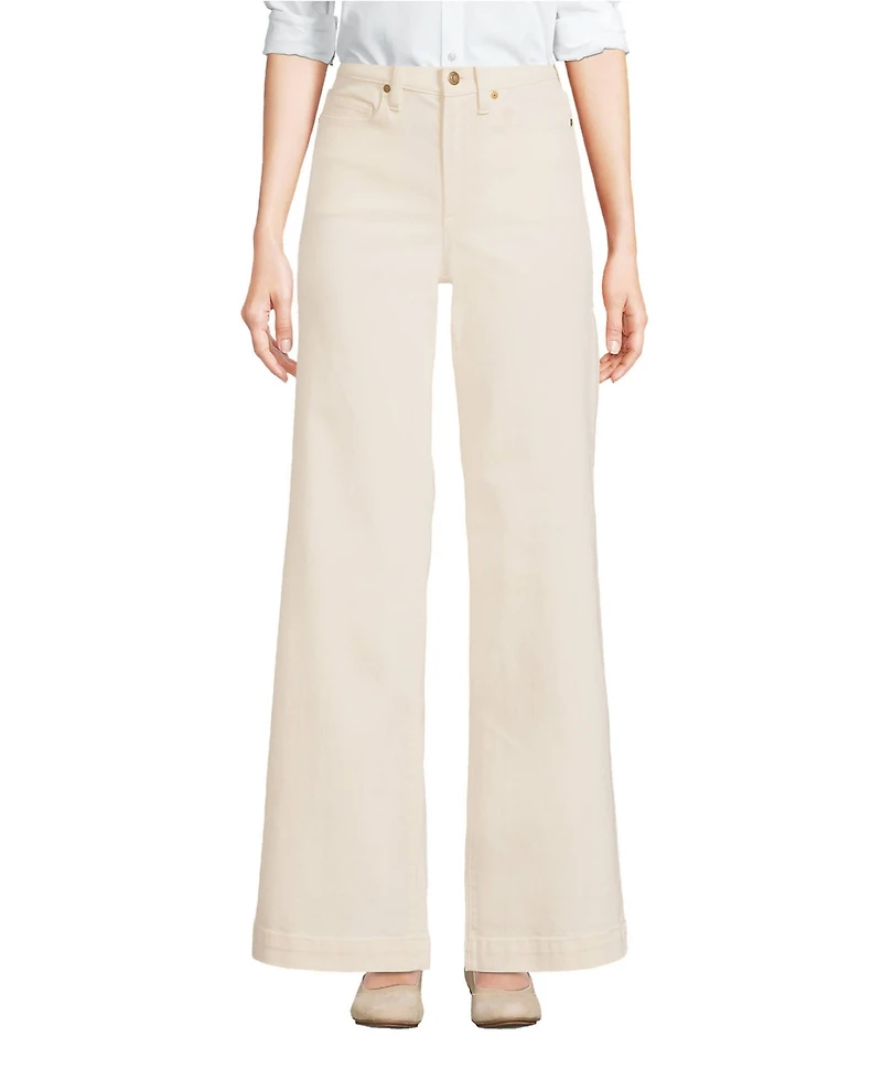 Lands' End Women's Recycled Denim High Rise Wide Leg Jeans